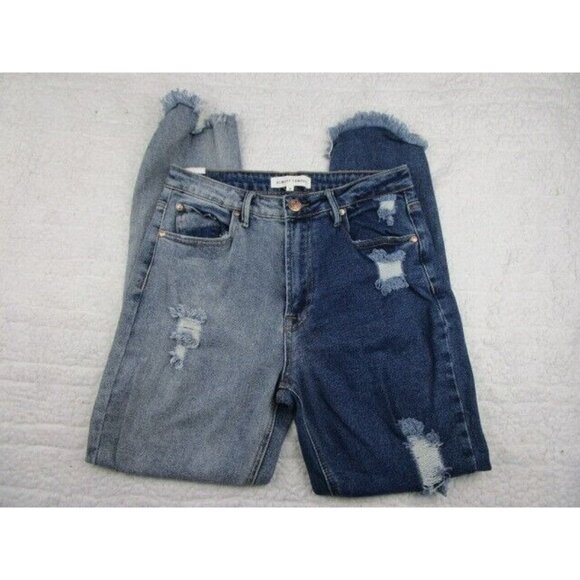 Almost Famous Two Toned Women's Jeans Size 5 Skinny Jeans Cuffed Ankle High Rise - Picture 1 of 14